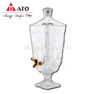 Dispensador de bebidas de vidrio de jugo de jarra de vidrio en relieve
